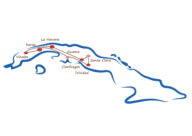 carte cuba circuit aromes cubains vieille américaine