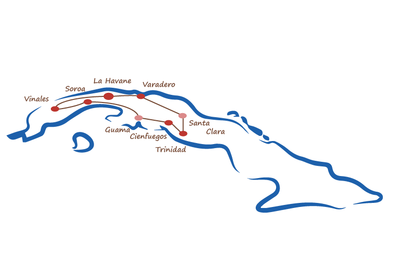 carte cuba circuit découverte chauffeur privé