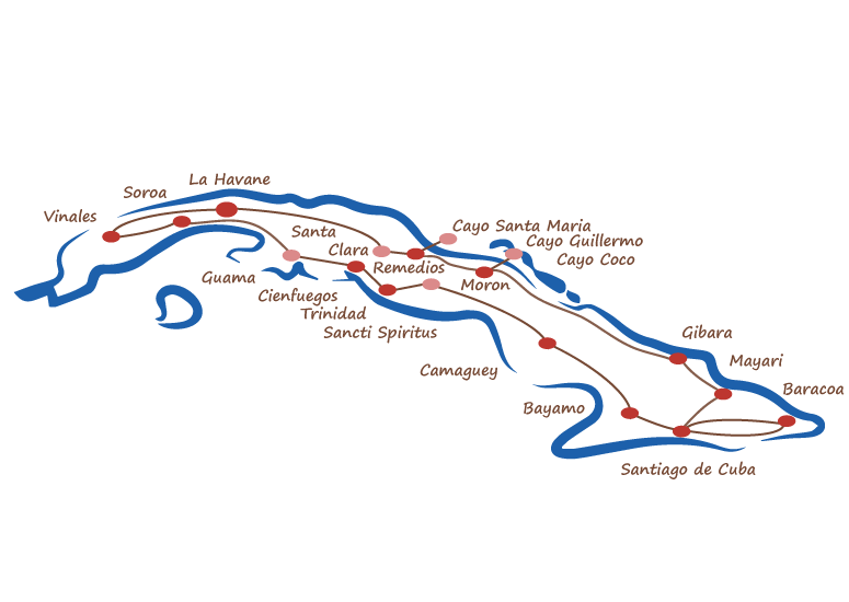 carte cuba circuit grand tour vieille américaine