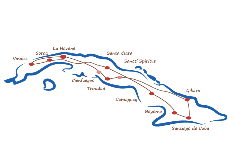 carte cuba circuit trésors de cuba vieille américaine