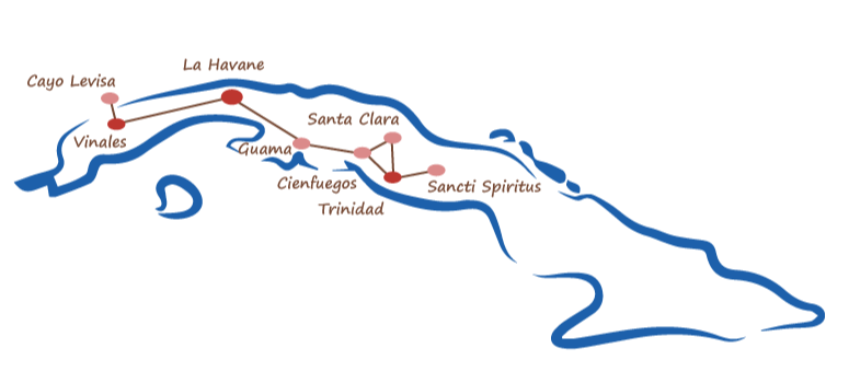 Carte circuit Fiesta Latina  voyage chez l'habitant à Cuba
