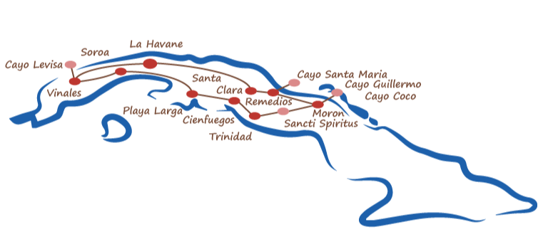 carte circuit Viva Cuba de Voyage chez l'habitant à Cuba